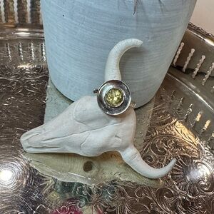 Silver and Yellow Gem Ring